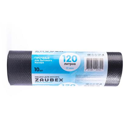 Мешки для мусора 120л 10шт/рулон ПНД Zaubex 20мкм 70*105см цв.черный
