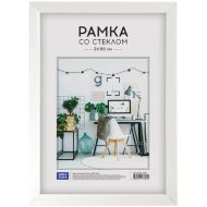 Фоторамка 21*30 см, 18 мм "OfficeSpace №12" пласт., со стеклом, белый