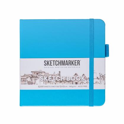 Скетчбук "Sketchmarker" 12*12 см, 140 г/м2, 80 л., синий неон