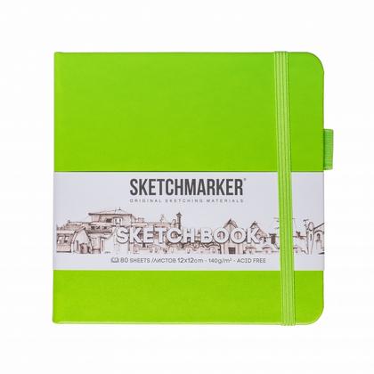 Скетчбук "Sketchmarker" 12*12 см, 140 г/м2, 80 л., зеленый луг