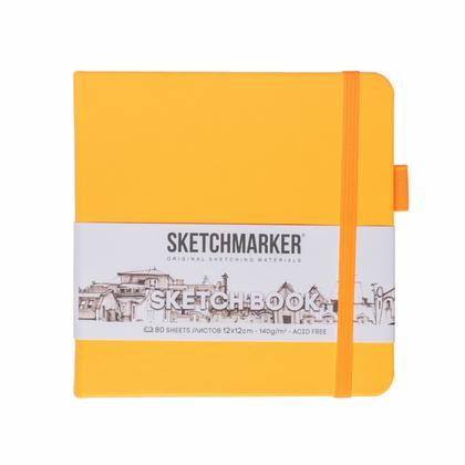 Скетчбук "Sketchmarker" 12*12 см, 140 г/м2, 80 л., оранжевый неон