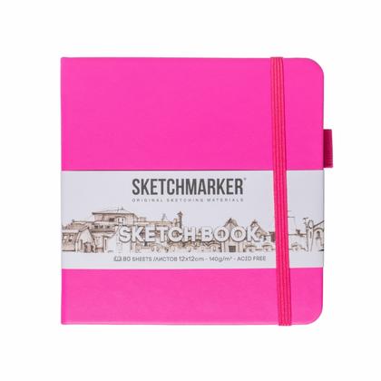 Скетчбук "Sketchmarker" 12*12 см, 140 г/м2, 80 л., фуксия