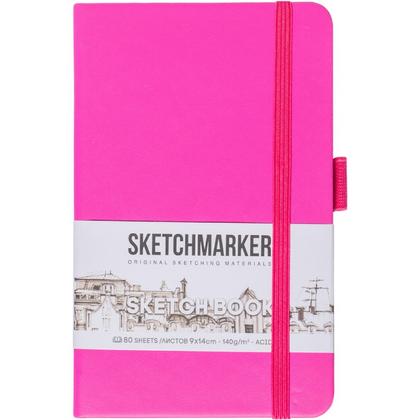 Скетчбук "Sketchmarker" 9*14 см, 140 г/м2, 80 л., фуксия