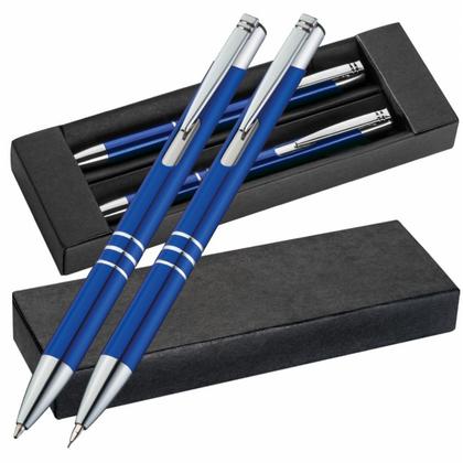 Набор ручка шарик/автомат+карандаш автомат. "Claremont" синий/серебристый, карт. футляр