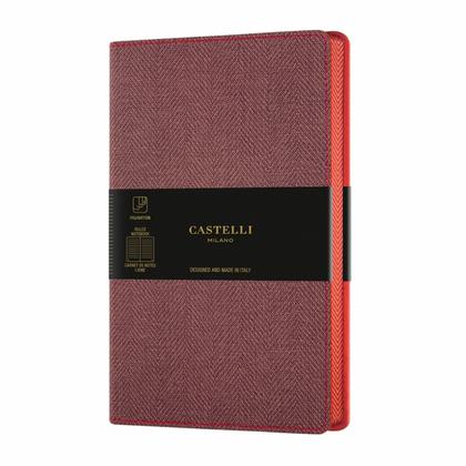 Блокнот А5 130*210 мм., 120 л., тонир., лин. "Harris Maple Red" интегральн. обл., искусств. матер., бордовый, срез красный