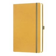 Блокнот А5 130*210 мм., 120 л., тонир., клет. "Aqua Mustard" обл. искусств. матер., на резинке, горчичный