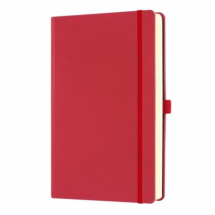 Блокнот А5 130*210 мм., 120 л., тонир., клет. "Aqua Coral Red" обл. искусств. матер., на резинке, коралловый красный