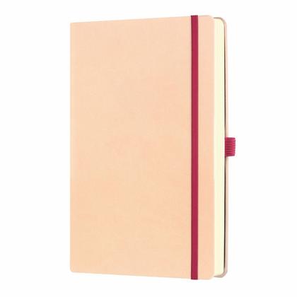 Блокнот А5 130*210 мм., 120 л., тонир., клет. "Aqua Coral Red" обл. искусств. матер., на резинке, коралловый красный