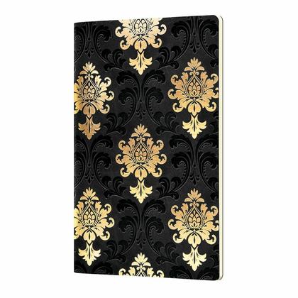 Блокнот А5 130*210 мм., 32 л., тонир., лин. "Art Deco Gold" обл. искусств. матер., черный