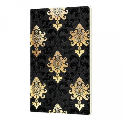 Блокнот А5 130*210 мм., 32 л., тонир., лин. "Art Deco Gold" обл. искусств. матер., черный