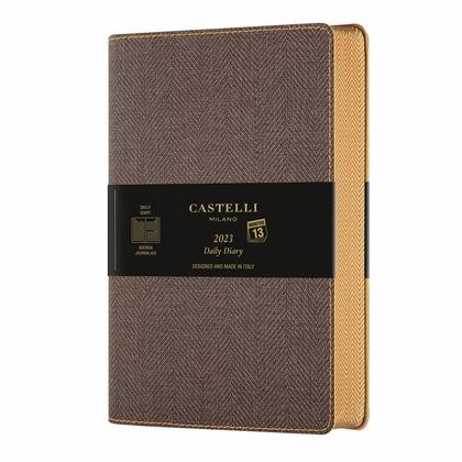 Блокнот А5 130*210 мм., 120 л., тонир., лин. "Harris Tobacco Brown" обл. искусств. матер., на резинке, коричневый, срез коричневый