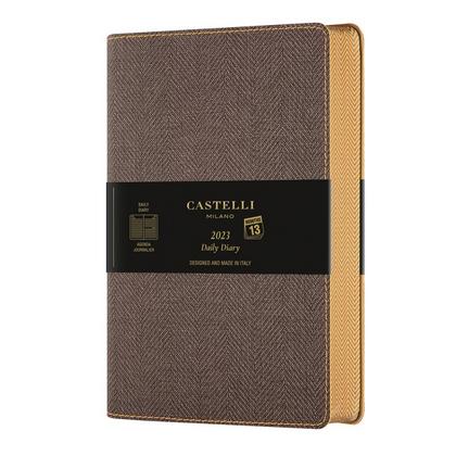 Блокнот А5 130*210 мм., 120 л., тонир., лин. "Harris Tobacco Brown" обл. искусств. матер., на резинке, коричневый, срез коричневый