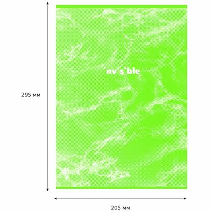 Тетрадь А4 80 л., клет. "Invisible" скоба сбоку, обл. карт., салатовый
