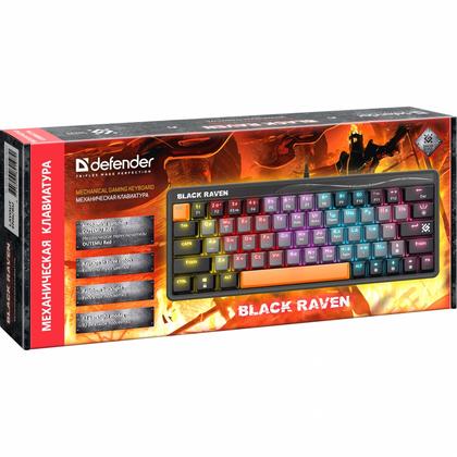 комп. клавиатура Defender Black Raven GK-417 RU,3 цвета, радужная, 63 кнопки,серый