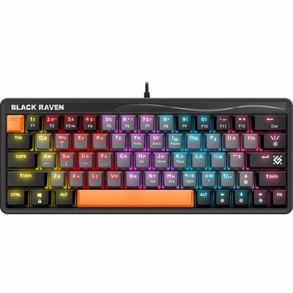 комп. клавиатура Defender Black Raven GK-417 RU,3 цвета, радужная, 63 кнопки,серый