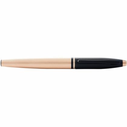 Ручка роллер "Calais Brushed Rose Gold Plate & Black Lacquer" 0,7 мм, метал., подарочн. упак., розовое золото/черный, стерж. черный