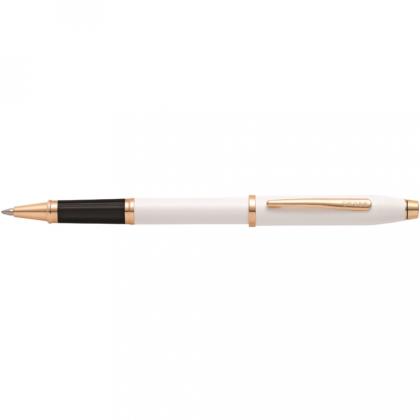 Ручка роллер "Century II Pearlescent White Lacquer" 0,7 мм, метал., подарочн. упак., жемчужный/розовое золото, стерж. черный