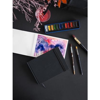 Скетчбук "Rhodia Touch" 14,8*10,5 см, 300г/м2 , 20л, 100% хлопок, гор. пресс,  черный
