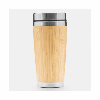 Кружка термическая 450 мл. "Bamboo Drink", метал./бамбук., коричневый