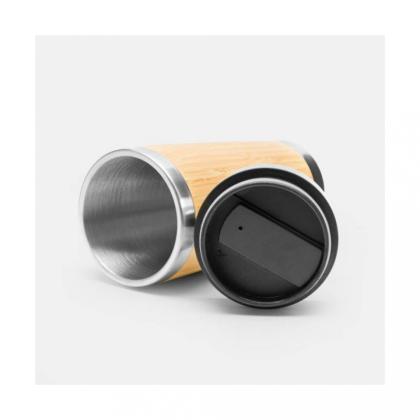Кружка термическая 450 мл. "Bamboo Drink", метал./бамбук., коричневый