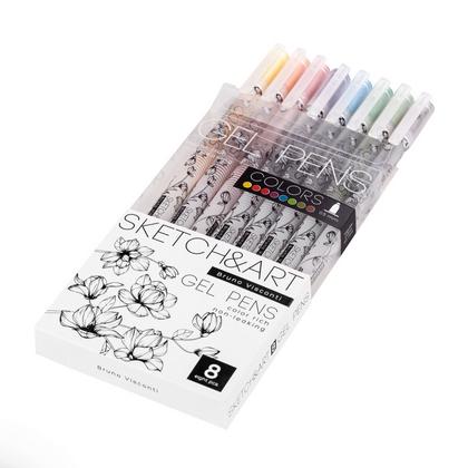 Набор ручек гелевых "Uni Write. Colors" 0,5 мм, пласт., прозр., ассорти, стерж. ассорти, 8 шт.