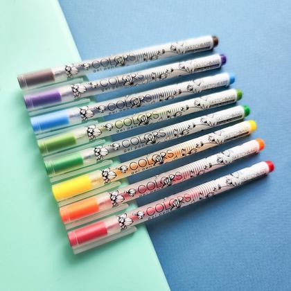 Набор ручек гелевых "Uni Write. Colors" 0,5 мм, пласт., прозр., ассорти, стерж. ассорти, 8 шт.