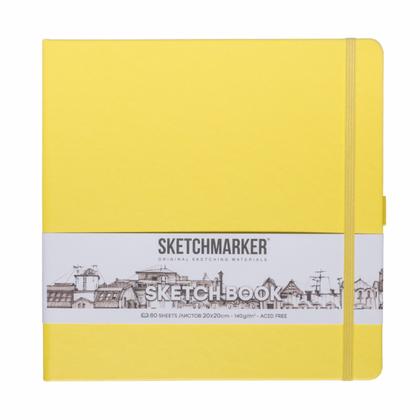 Скетчбук "Sketchmarker" 20*20 см, 140 г/м2, 80 л., синий неон