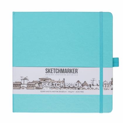 Скетчбук "Sketchmarker" 20*20 см, 140 г/м2, 80 л., синий неон
