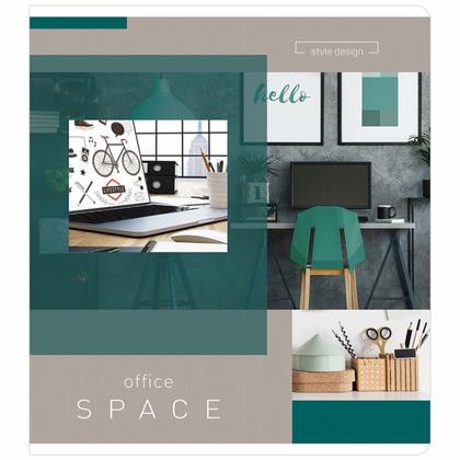 Тетрадь А5 60 л., клет. "Офис. Office space" скоба сбоку, обл. карт., ассорти