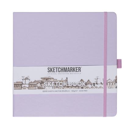 Скетчбук "Sketchmarker" 20*20 см, 140 г/м2, 80 л., фиолетовый пастельный