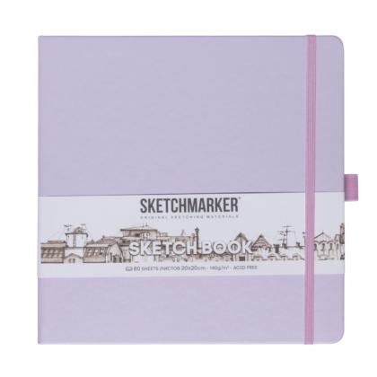 Скетчбук "Sketchmarker" 20*20 см, 140 г/м2, 80 л., фиолетовый пастельный