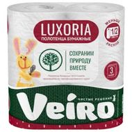 Полотенца бумажные  Veiro Luxoria, 2 рул, цв.белый, 3-сл.