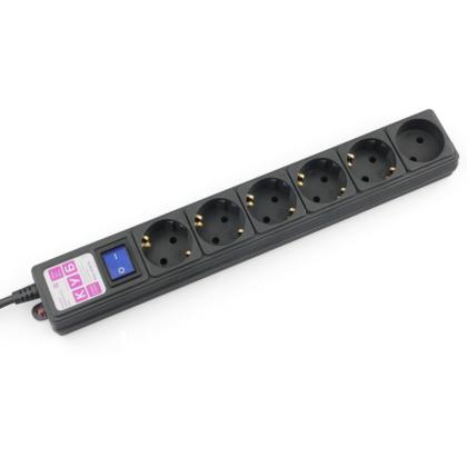 Сетевой фильтр 3 м Power Cube SPG6 (5+1)-B3M, 16А/3,5кВт/140Дж, <6 розеток> (черный)  