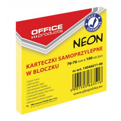 Бумага д/з на кл. осн. 76*76 мм "Office products" 100 л., желтый неон