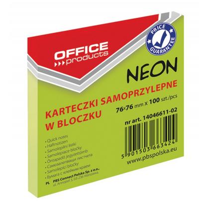 Бумага д/з на кл. осн. 76*76 мм "Office products" 100 л., зеленый неон