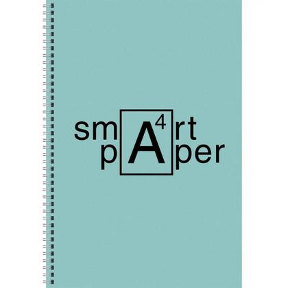 Тетрадь А4 80 л., клет. "Smart paper. No 2" спираль сбоку, обл. карт., мат. ламинация, зеленый