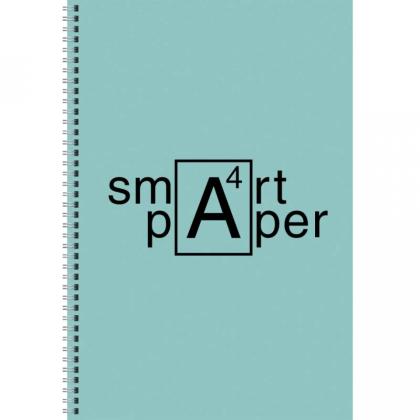Тетрадь А4 80 л., клет. "Smart paper. No 2" спираль сбоку, обл. карт., мат. ламинация, зеленый