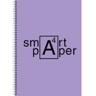 Тетрадь А4 80 л., клет. "Smart paper. No 3" спираль сбоку, обл. карт., мат. ламинация, сиреневый