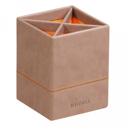 Карандашница "Rhodiarama" 8*8*11 см, кожзам., оранжевый