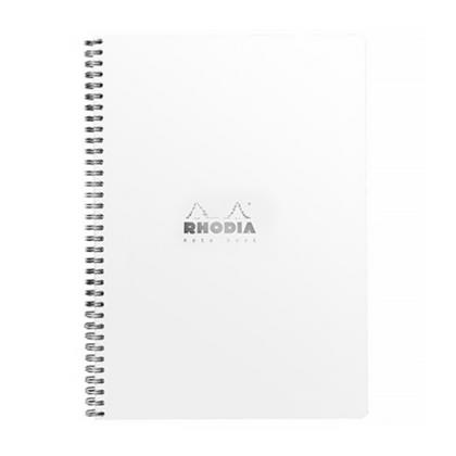 Блокнот A4+ 225*297 мм, 80 л., в клетку "Rhodia" спираль сбоку, обл. карт., белый
