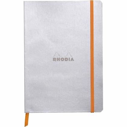 Блокнот А5 148*210 мм, 80 л., лин. "Rhodiarama", кожзам., мягк. обл., на резинке, золото