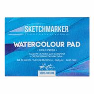 Блок бумаги для акварели "Sketchmarker" 100% хлопок, 12,5*18 см, 300 г/м2, 10 л., среднезернистая