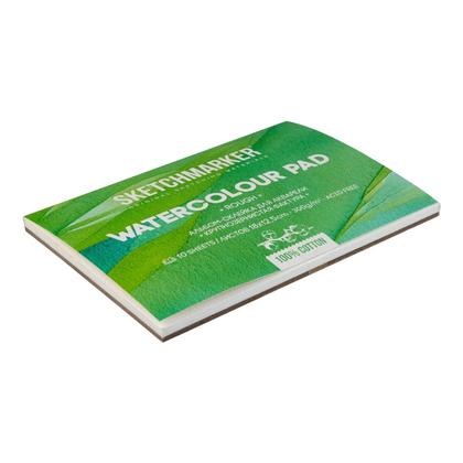 Блок бумаги для акварели "Sketchmarker" 100% хлопок, 12,5*18 см, 300 г/м2, 10 л., мелкозернистая