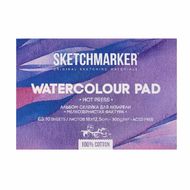 Блок бумаги для акварели "Sketchmarker" 100% хлопок, 12,5*18 см, 300 г/м2, 10 л., мелкозернистая