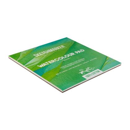 Блок бумаги для акварели "Sketchmarker" 100% хлопок, 26*26 см, 300 г/м2, 10 л., крупнозернистая