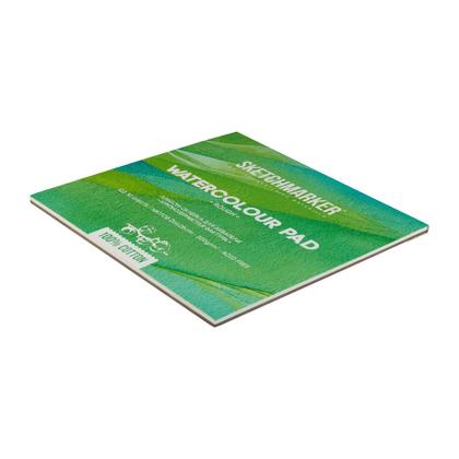 Блок бумаги для акварели "Sketchmarker" 100% хлопок, 26*26 см, 300 г/м2, 10 л., среднезернистая