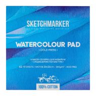Блок бумаги для акварели "Sketchmarker" 100% хлопок, 26*26 см, 300 г/м2, 10 л., среднезернистая