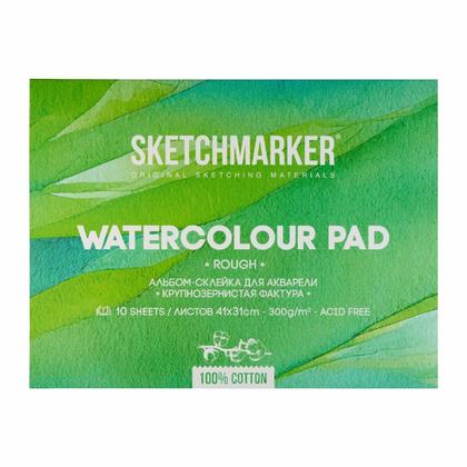 Блок бумаги для акварели "Sketchmarker" 100% хлопок, 31*41 см, 300 г/м2, 10 л., крупнозернистая