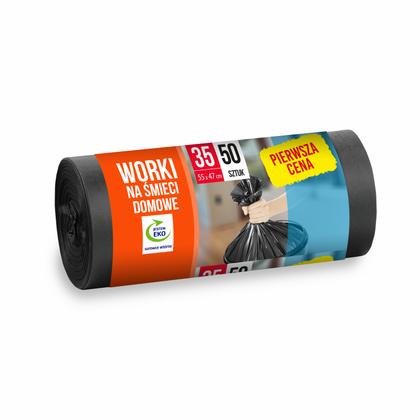 Мешки для мусора 35л 50 шт/рулон ПВД Pierwsza Cena 6,3мкм 47*55см цв.черный
