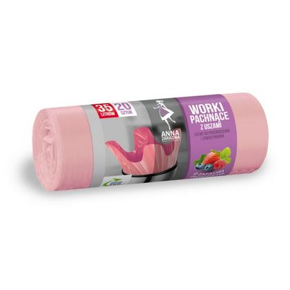 Мешки для мусора 35л 20 шт/рулон ПВД Anna Zaradna 12мкм 49*56см цв.розовый, с ушками, фруктовый аромат